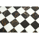Borderless Marble Stone Luxury Chess Board 18''  -  Black and White Marble Stone From Royal Chess Mall