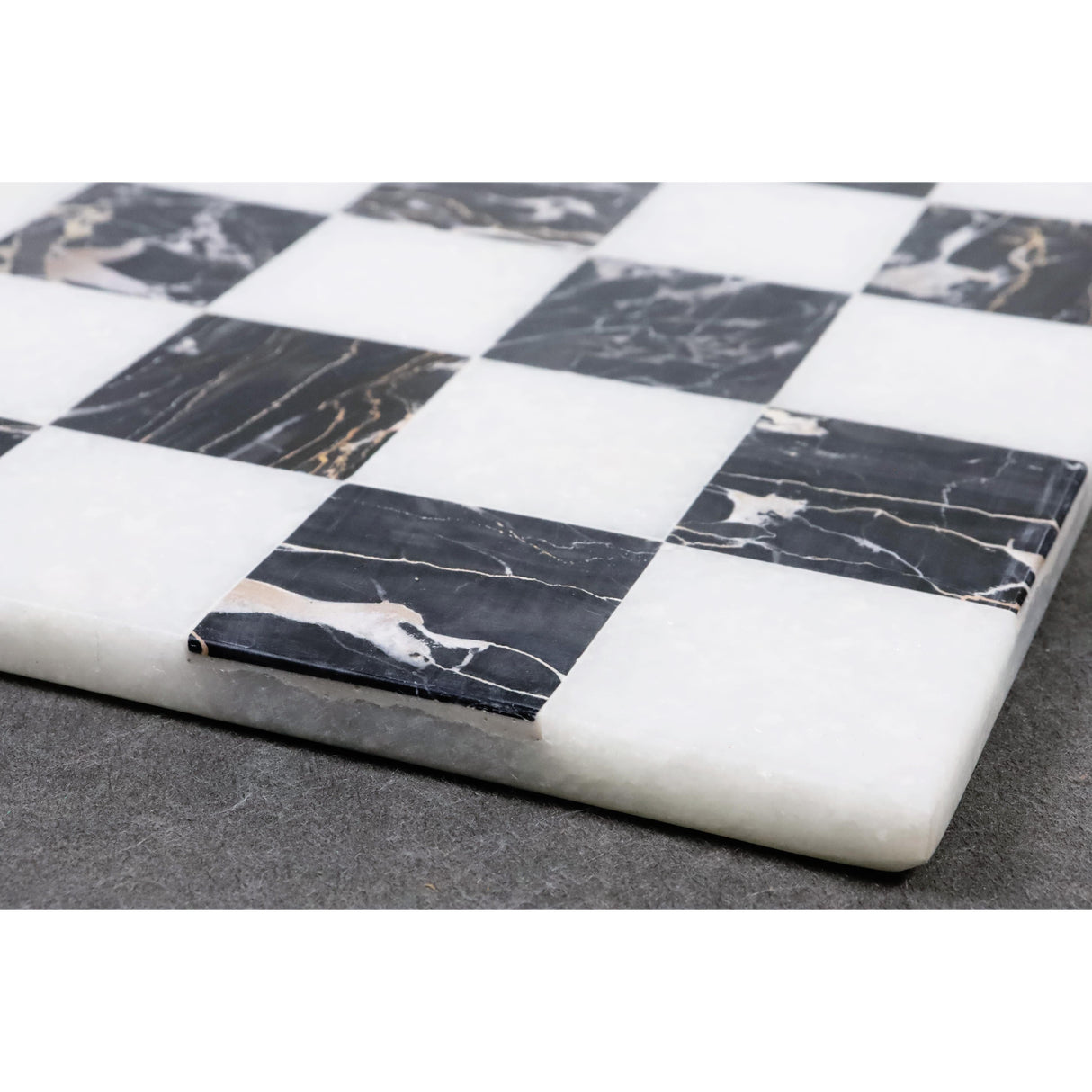 Borderless Marble Stone Luxury Chess Board 15''  -  Black and White stone From Royal Chess Mall