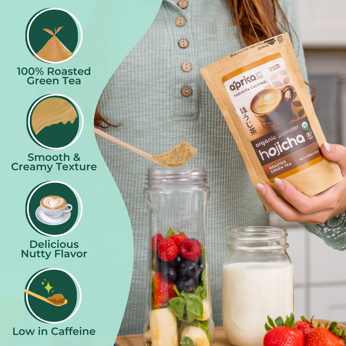 Hojicha Green Tea Powder from Aprika Life