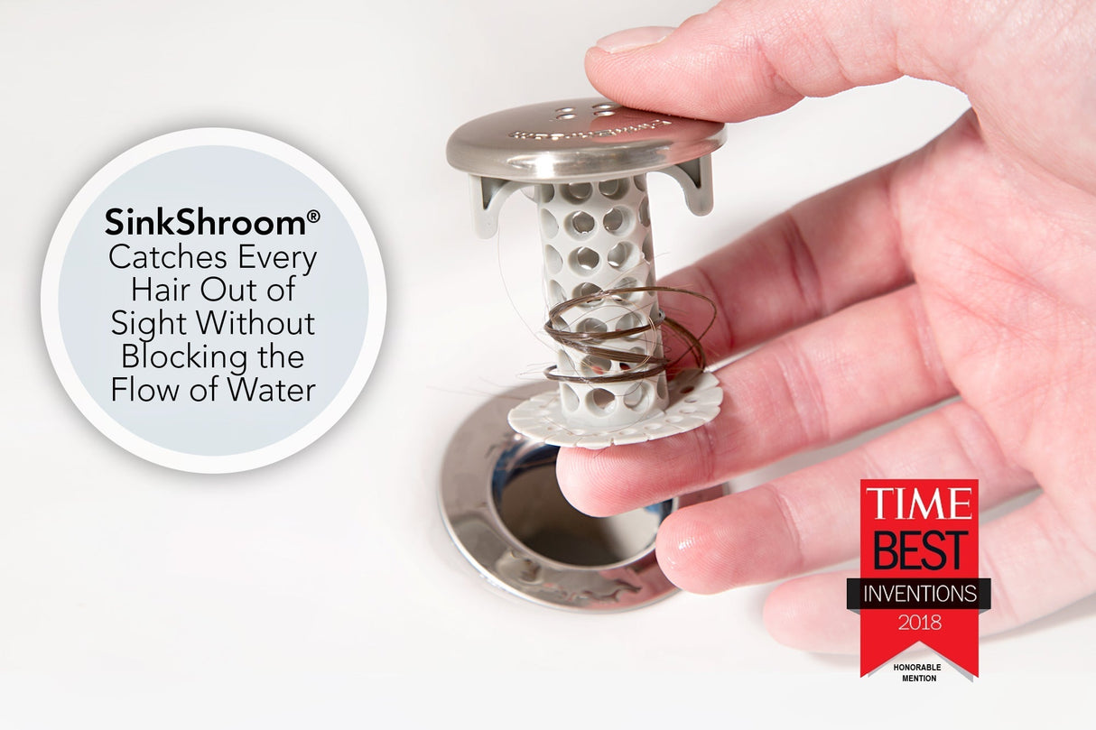 SinkShroom (Nickel Edition) The Hair Catcher That Prevents Clogged Bathroom Sink Drains from TubShroom.com