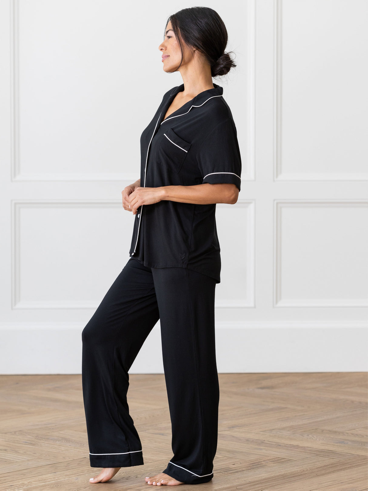 Women's Bamboo Stretch-Knit Short Sleeve & Pant Pajama Set from Cozy Earth