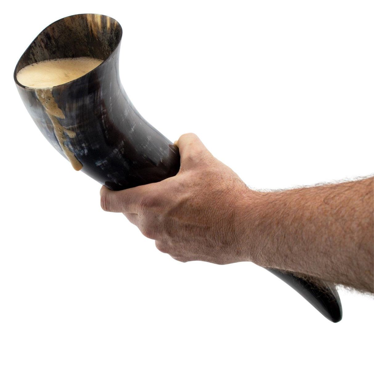 Curved Drinking Horn with Wooden Stand from Norse Tradesman