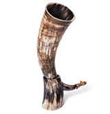 Curved Drinking Horn Bundle with Stand & Holster from Norse Tradesman
