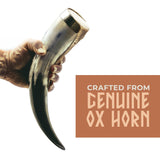 Curved Drinking Horn Bundle with Stand & Holster from Norse Tradesman