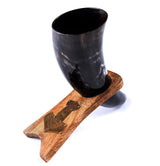 Curved Drinking Horn with Wooden Stand from Norse Tradesman