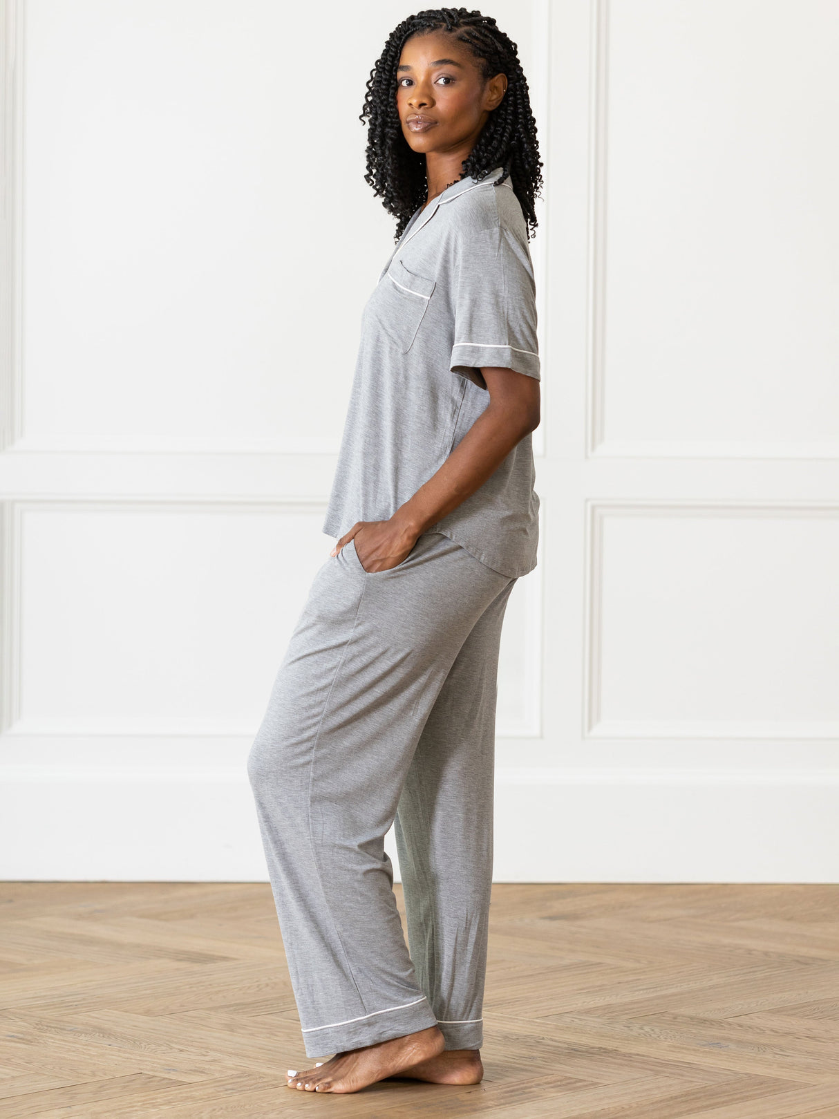 Women's Bamboo Stretch-Knit Short Sleeve & Pant Pajama Set from Cozy Earth
