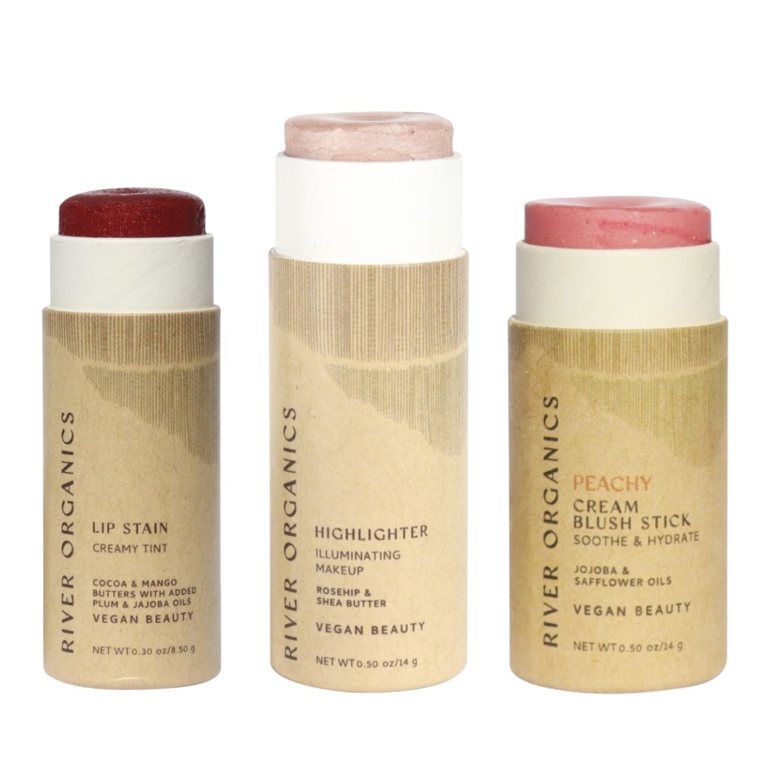 Lip + Highlighter + Blush Set from River Organics