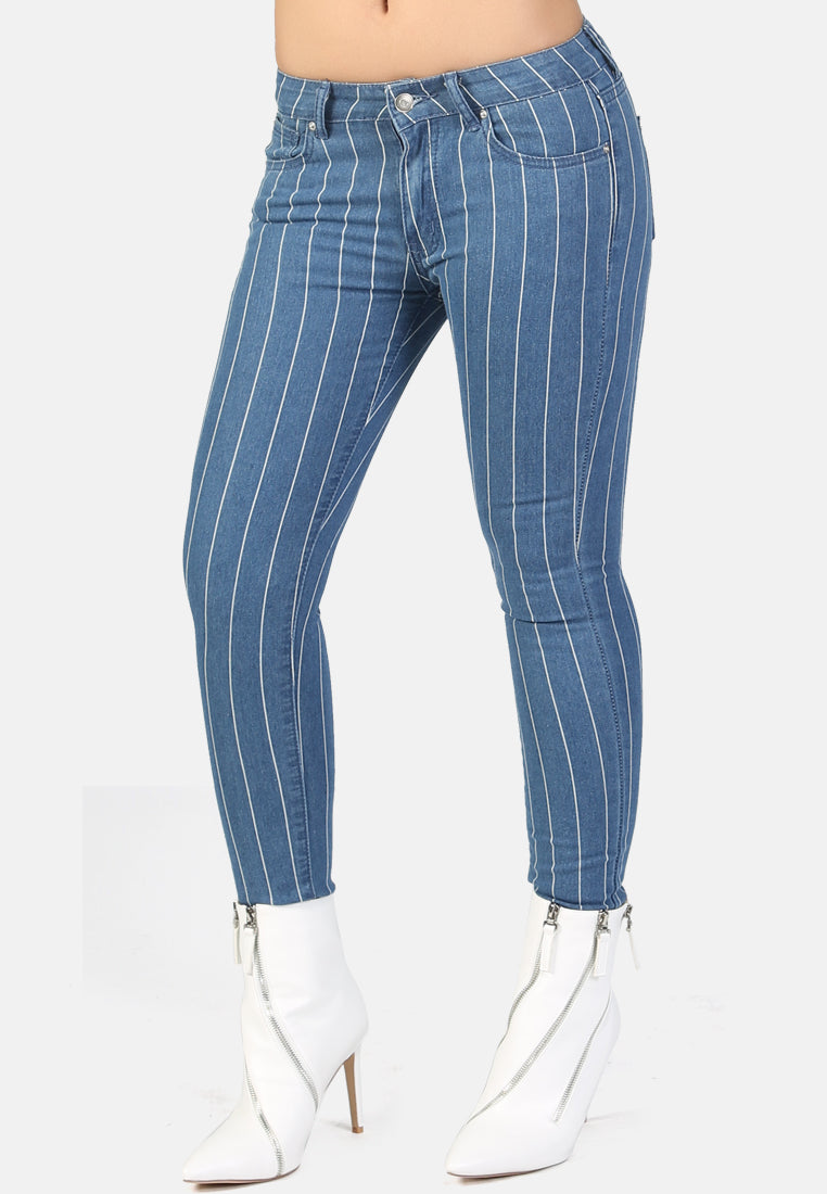 striped skinny jeans from London Rag International