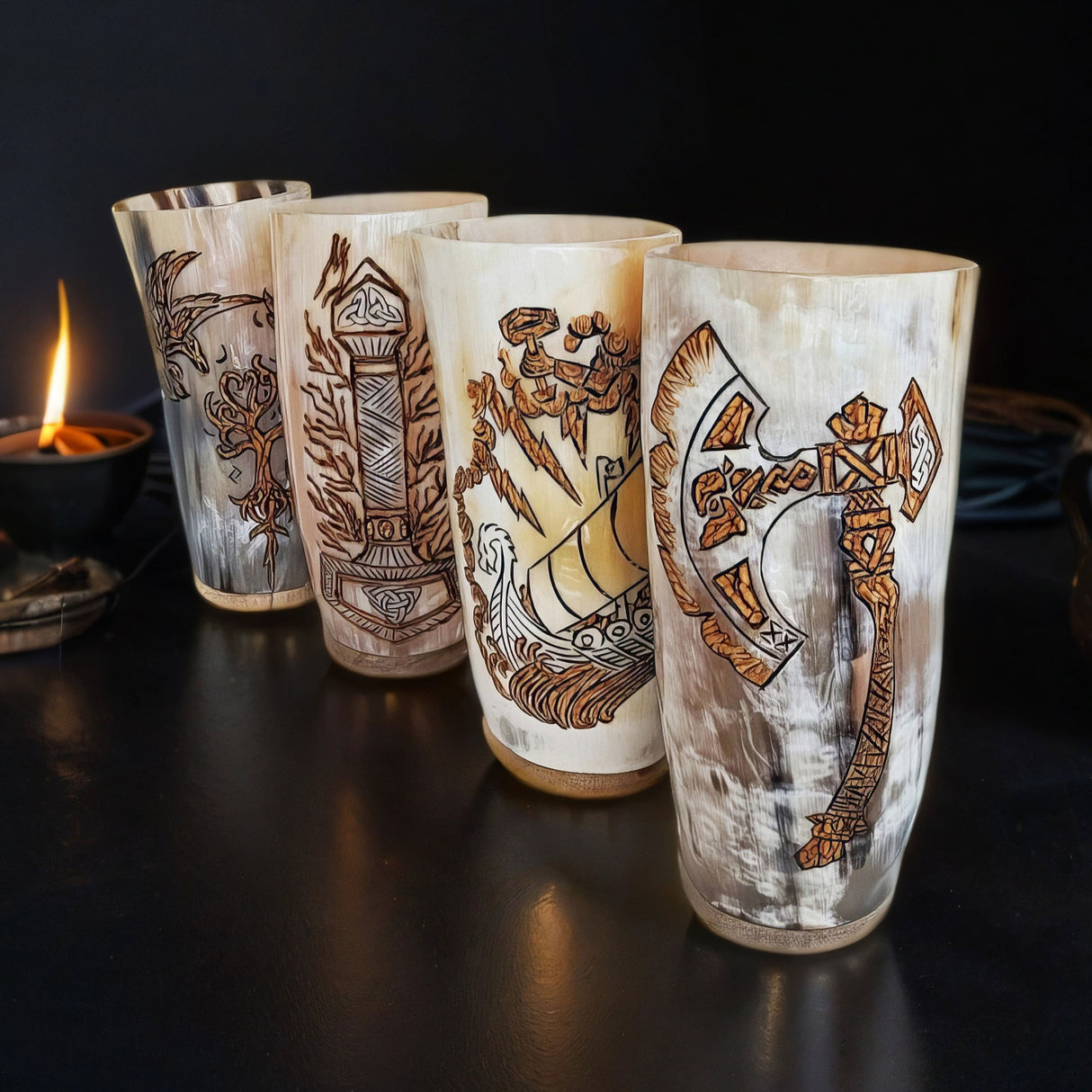 Horn Cups Set (4) from Norse Tradesman