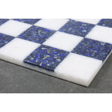Borderless Marble Stone Luxury Chess Board 15''- Lapis lazuli Blue and White From Royal Chess Mall