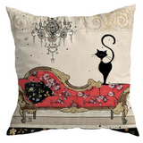 Vintage Black Cat Cushion Covers from Moderny