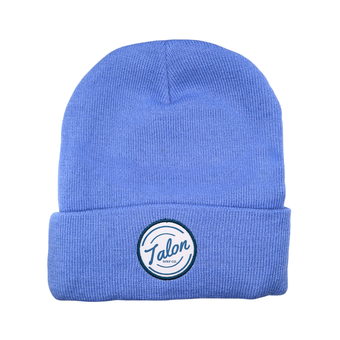 Blue Knit Beanie w/ White Talon Circle Logo from Talon Golf LLC