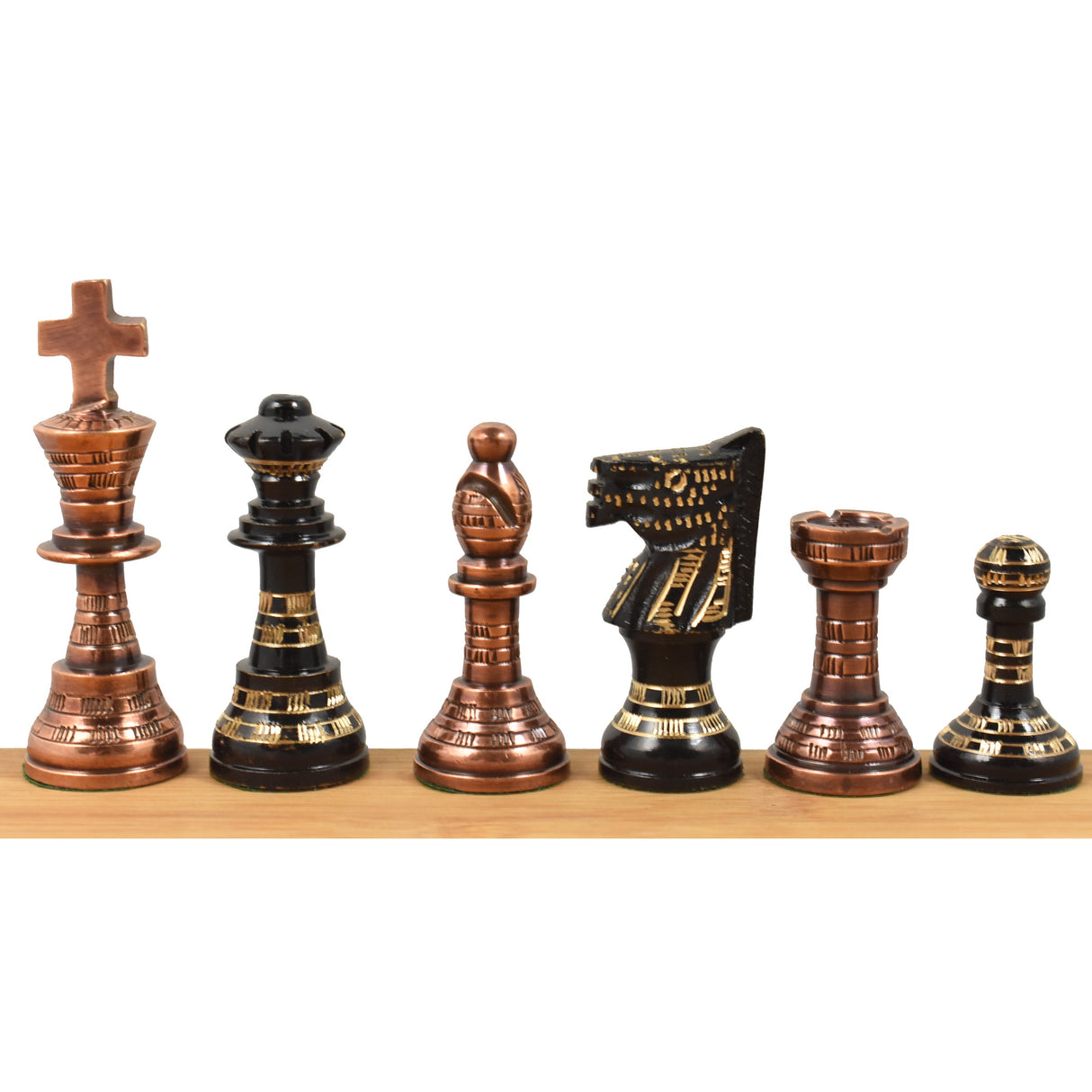Brass 12" Metal Luxury Chess Pieces & Board Set- French Staunton -Copper & Black From Royal Chess Mall