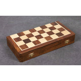 Large 14" Golden Rosewood & Maple Wooden Inlaid Magnetic Chess Set Board for  From Royal Chess Mall