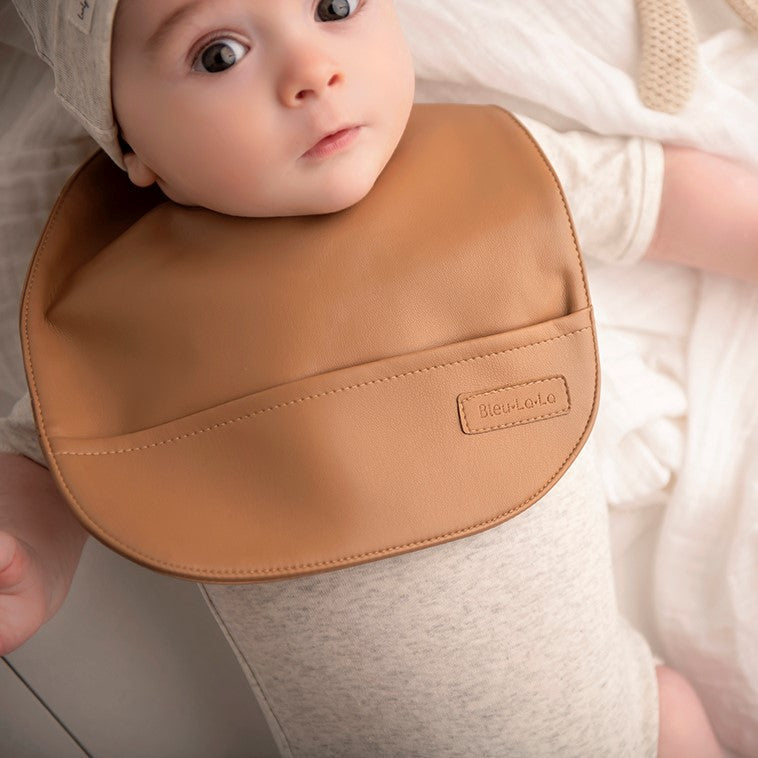 Classic - Set of Soft Vegan Leather Easy Clean Bibs 0-12 Months from Bleu La La