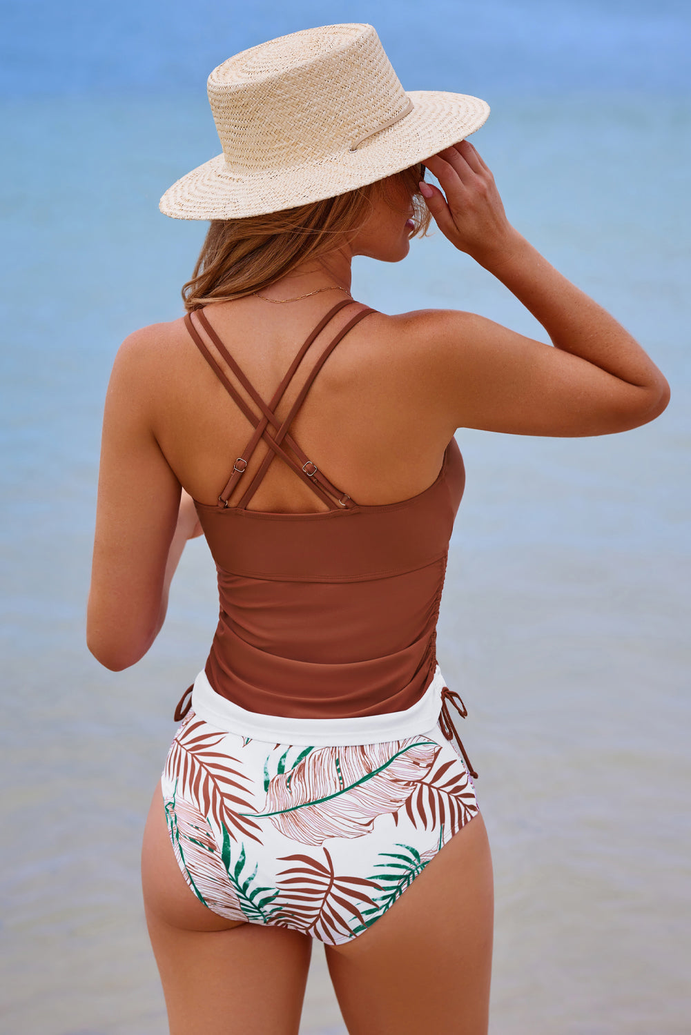 Everlee Stripe Drawstring Tummy Control Tankini Swimsuit from Threaded Pear