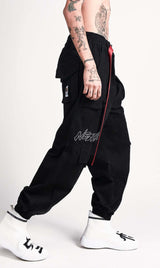 IBP332 Yin Yang Black Cargo Pants from Niepce Inc