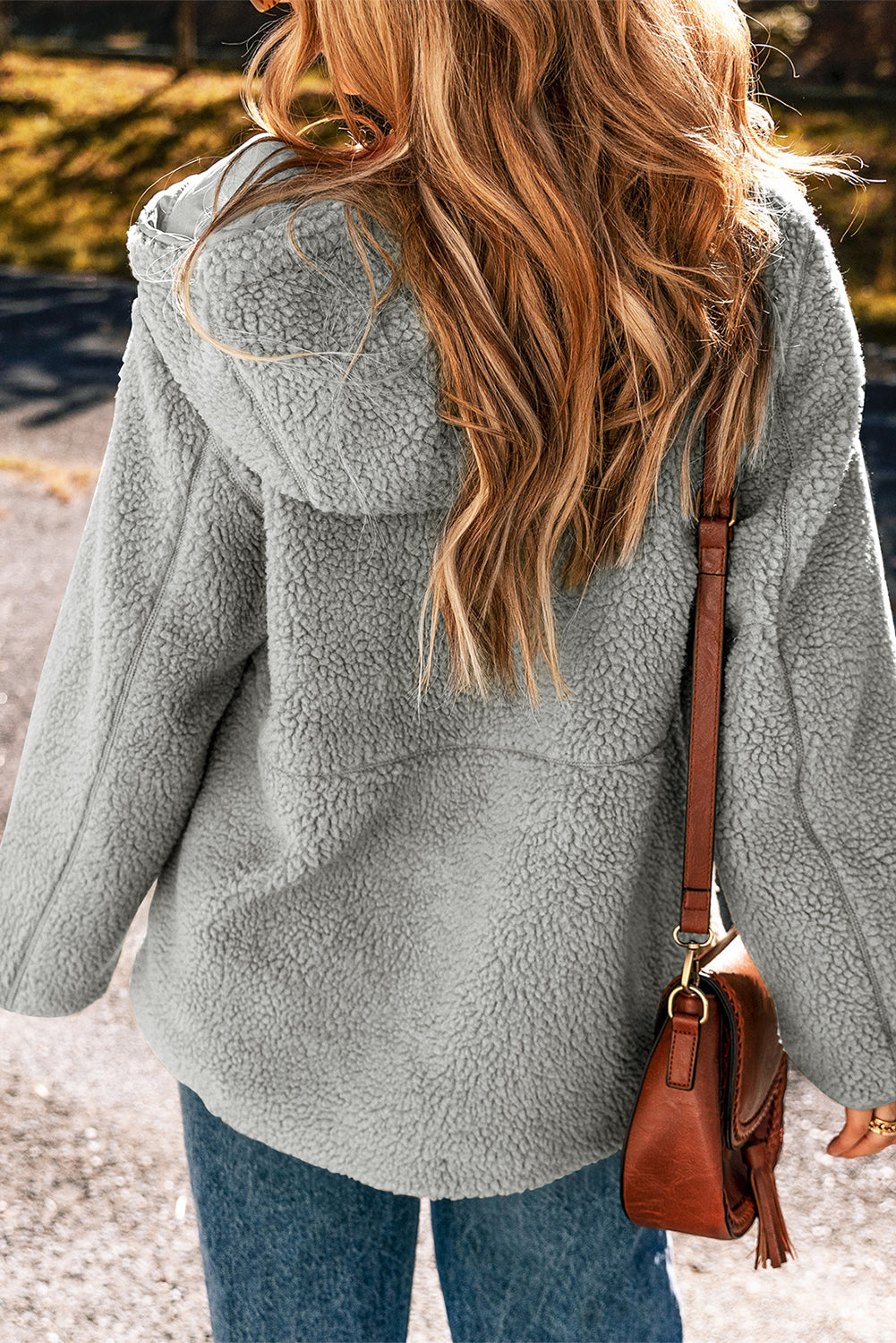 Fleece Zip Up Drawstring Hooded Pocketed Jacket from Threaded Pear