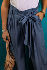Luna Belted Frilly Waist Wide Leg Loose Pants From Threaded Pear