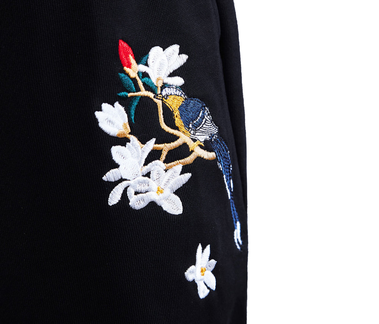Flowers and Birds Embroidery Joggers  From Niepce Inc