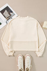 Apricot Corded Texture Lantern Sleeve Buttons Henley Sweatsuit from MsDressly