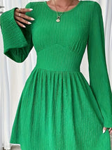Round Neck Flare Sleeve Mini Dress from Enfance-Heureuse