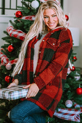 Brown Fuzzy Plaid Flap Button Up Midi Coat From MsDressly