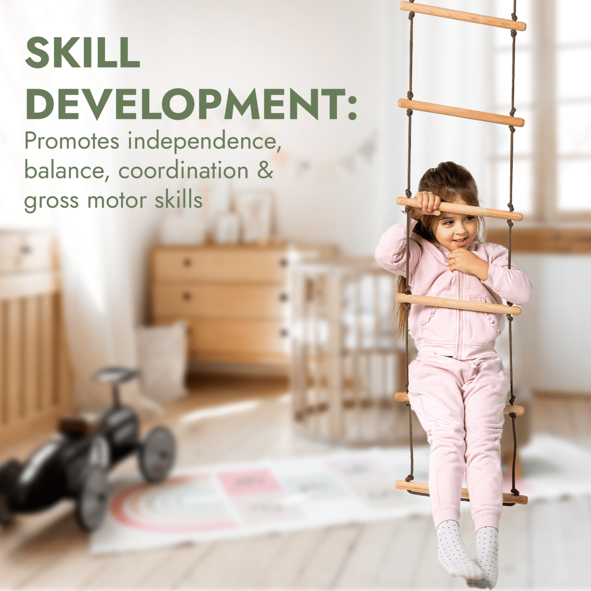 3in1 Swing & Climbing Set: Rope Ladder, Gym Rings & Disc Swing from Goodevas