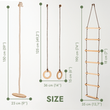 3in1 Swing & Climbing Set: Rope Ladder, Gym Rings & Disc Swing from Goodevas