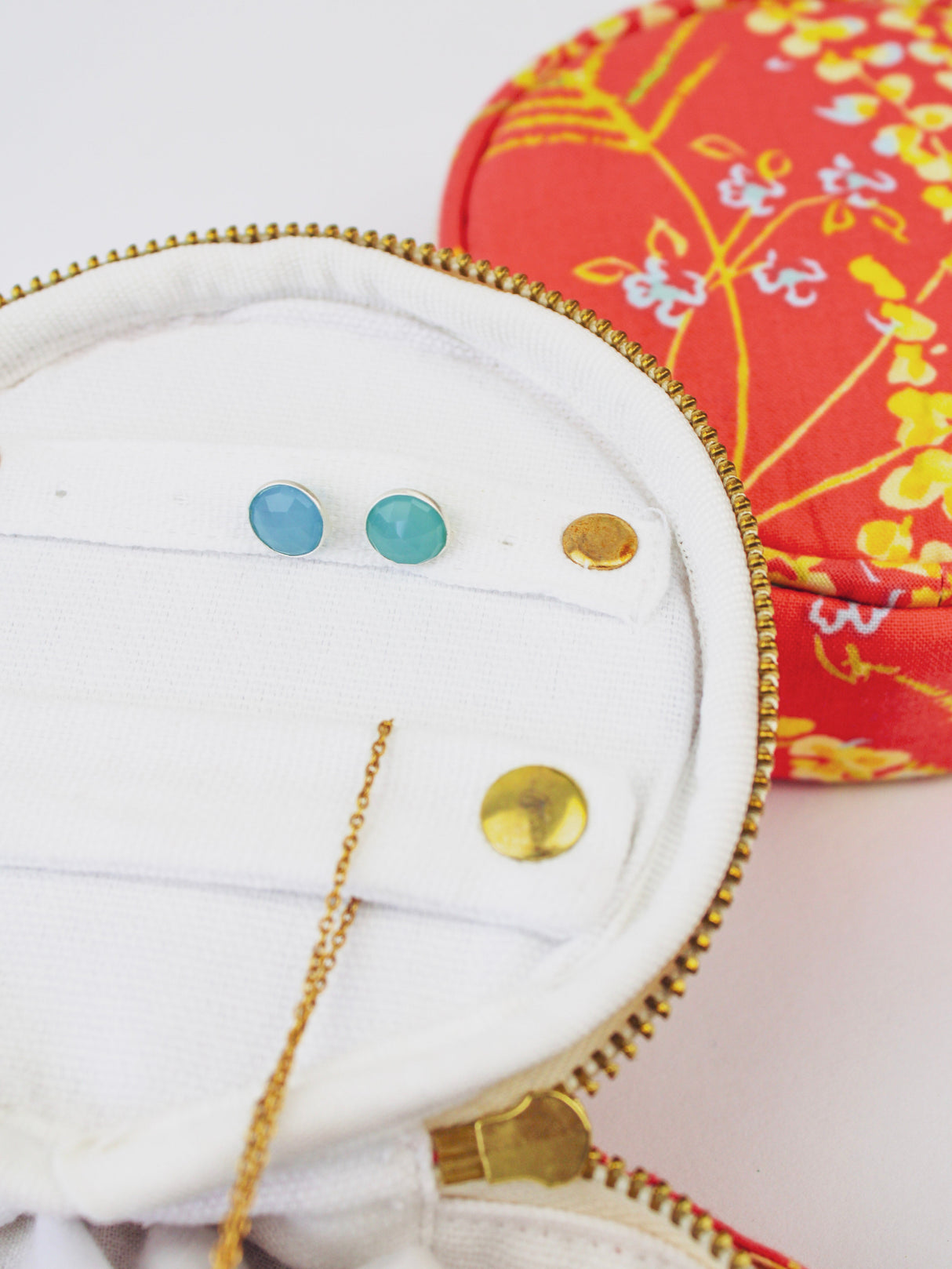 Coral Meadow Flowers Jewelry Pouch from Ash & Rose