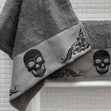 Gothic Skull Embroidery Hand Towel Set From Zapps Clothing