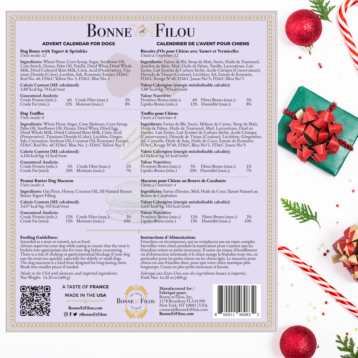 Dog Treats Advent Calendar - 24 Holiday Treats for Dogs from Bonne et Filou