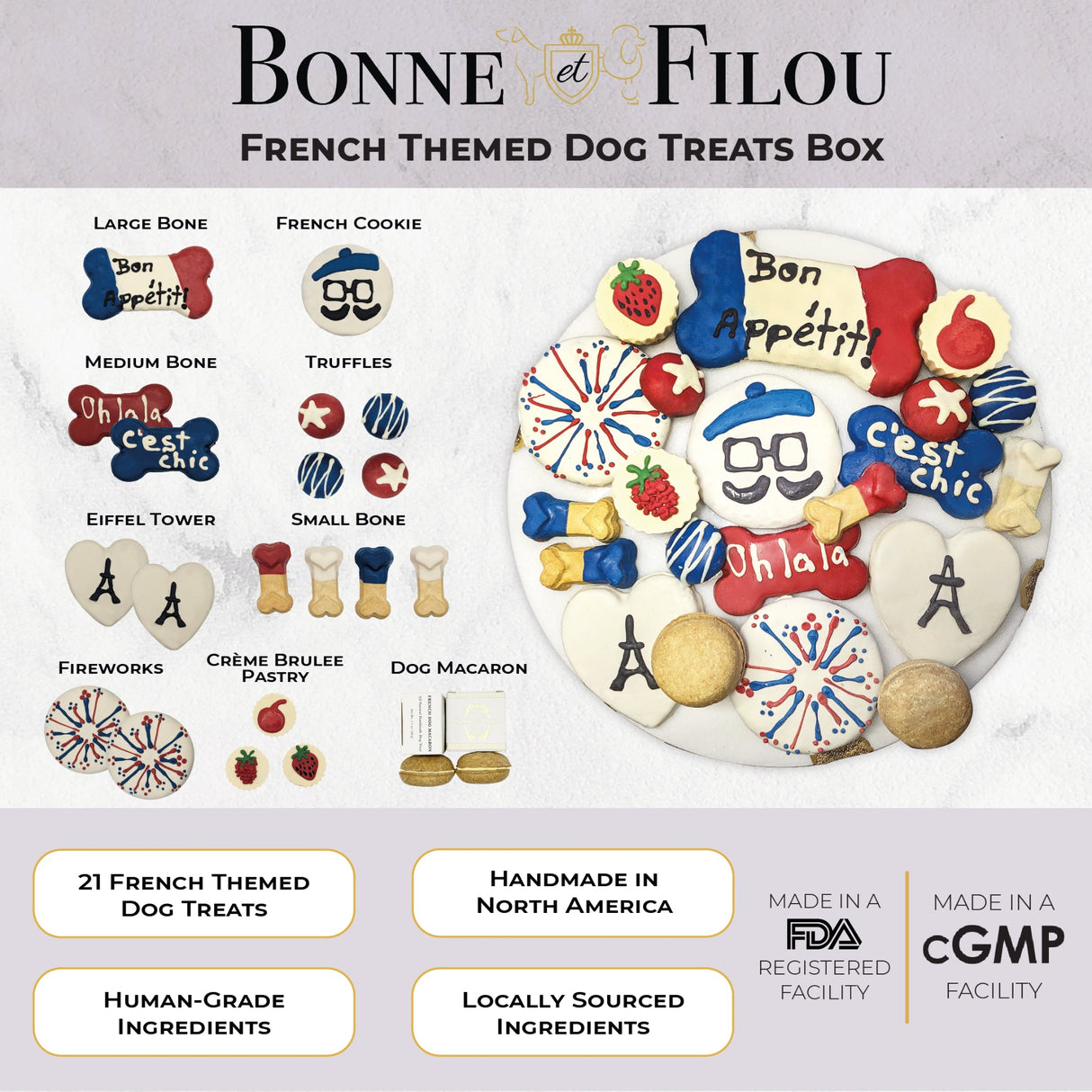 French Themed Dog Treats Gift Box from Bonne et Filou