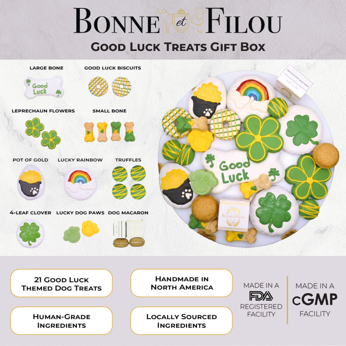 Good Luck Themed Dog Treats Gift Box from Bonne et Filou