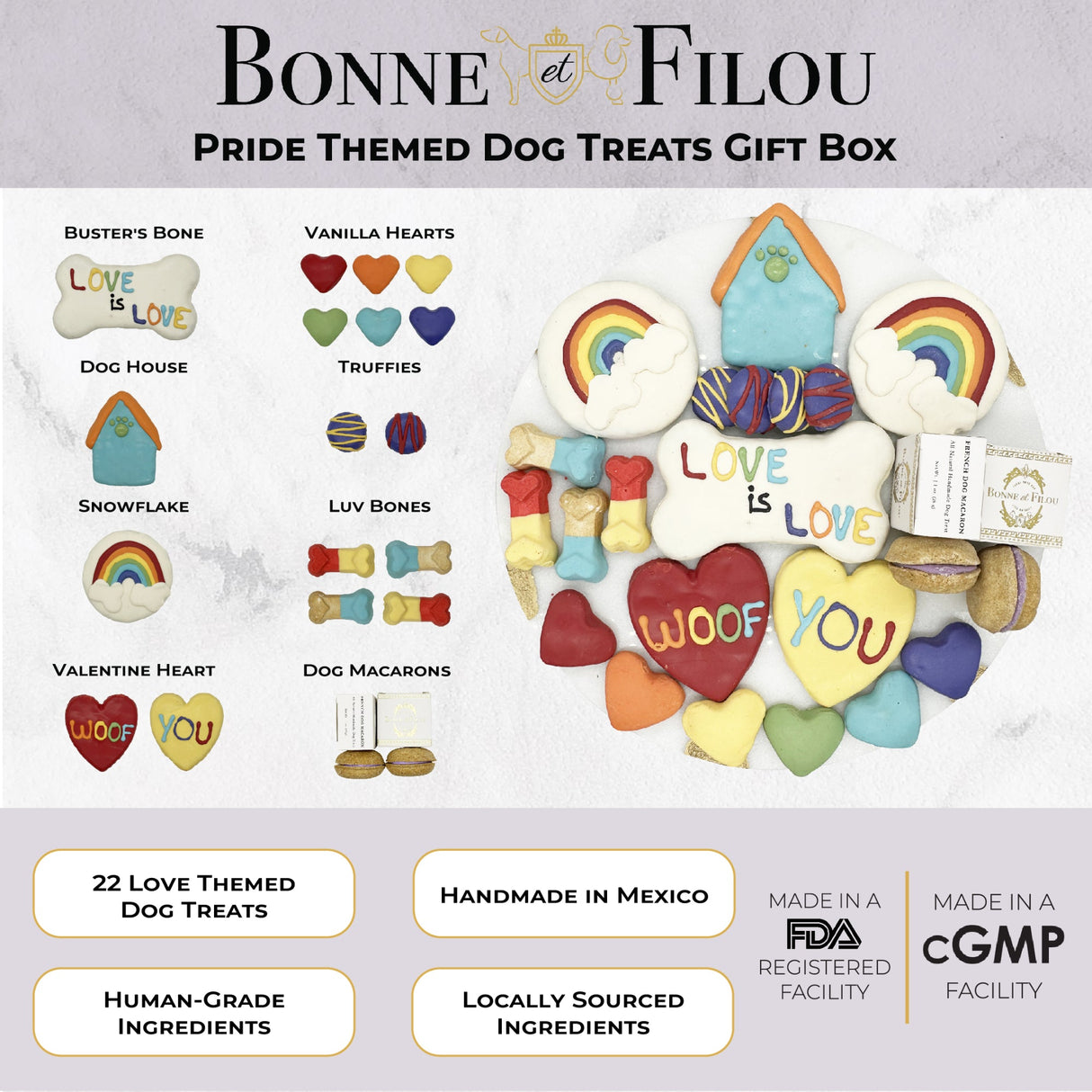 Pride Themed Dog Treats Gift Box from Bonne et Filou