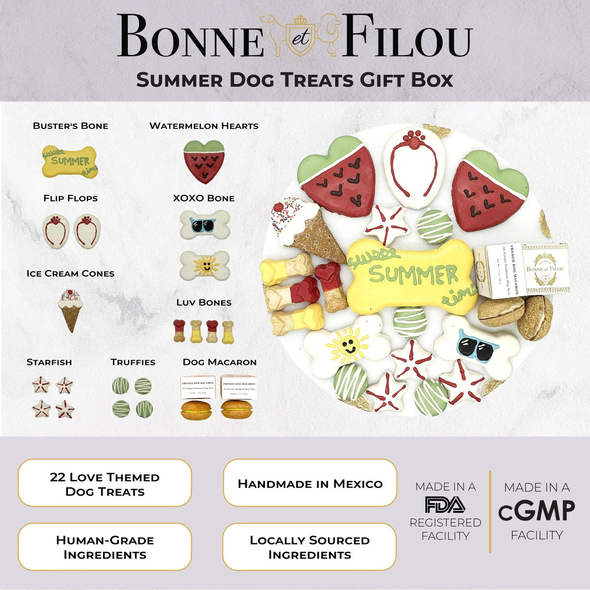 Summer Themed Dog Treats Gift Box from Bonne et Filou