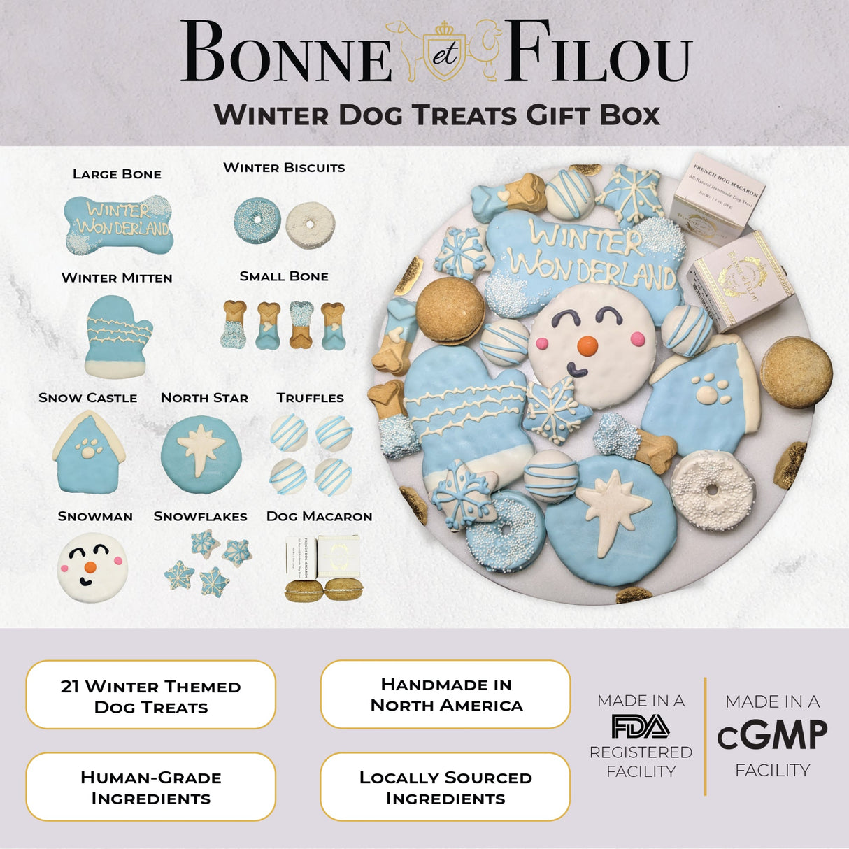 Winter Themed Dog Treats Gift Box from Bonne et Filou