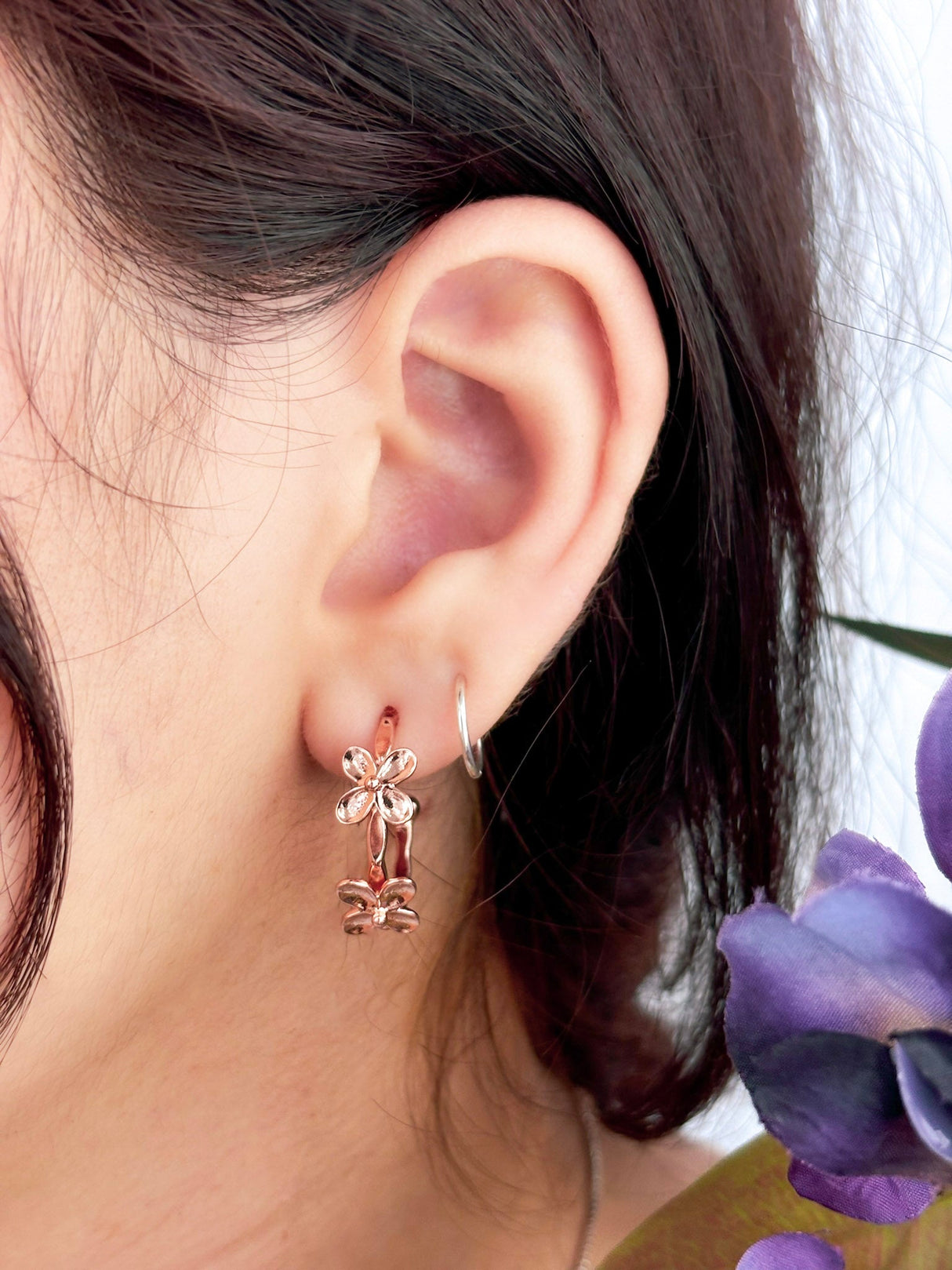 Bitty Flower Hoops from Ash & Rose