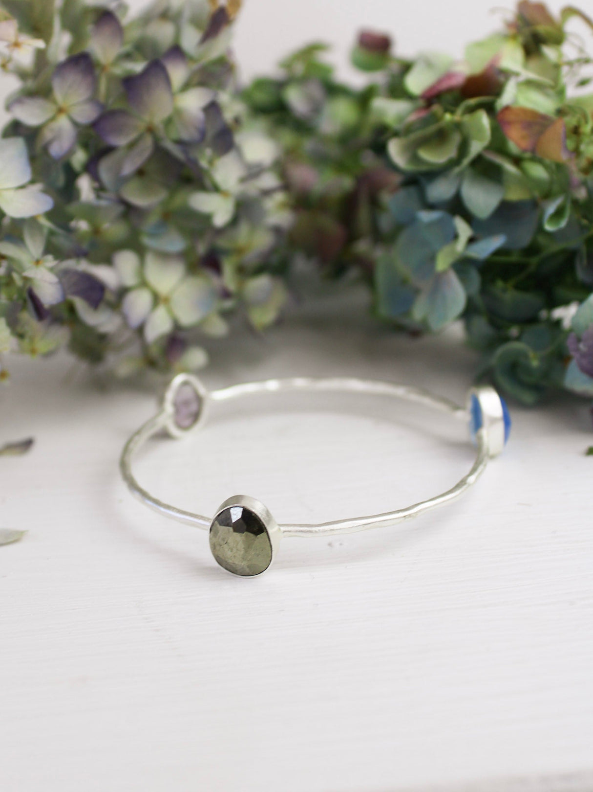 Three Stone Bangle Bracelet (size XS) from Ash & Rose