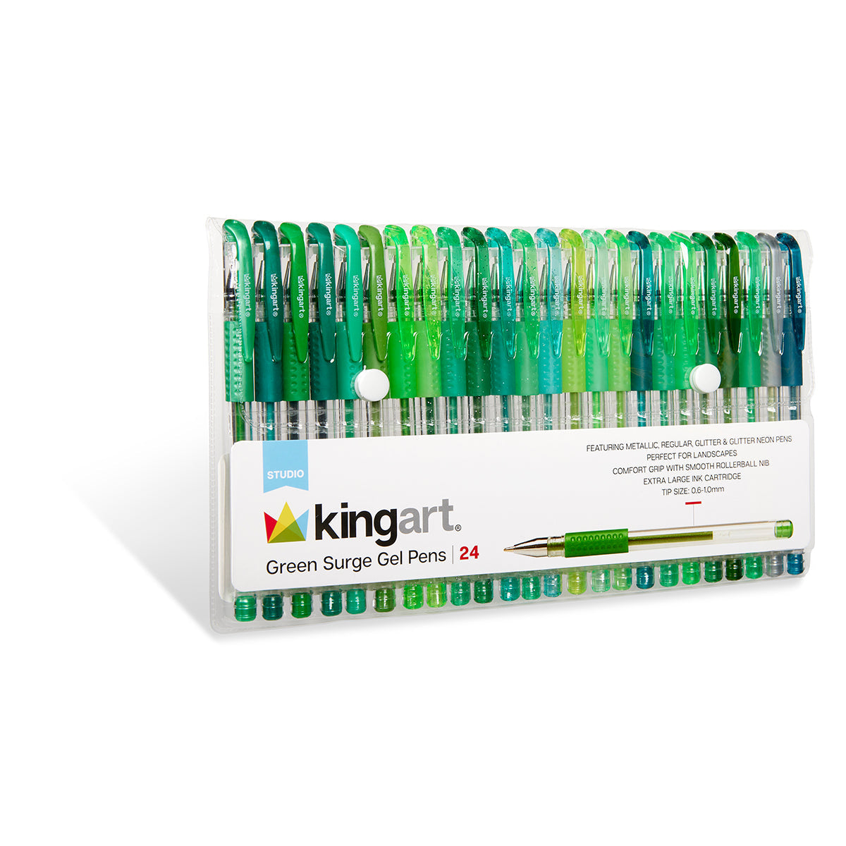 Gel Pens, Soft Grip, 24 Green Tone Colors from KINGART