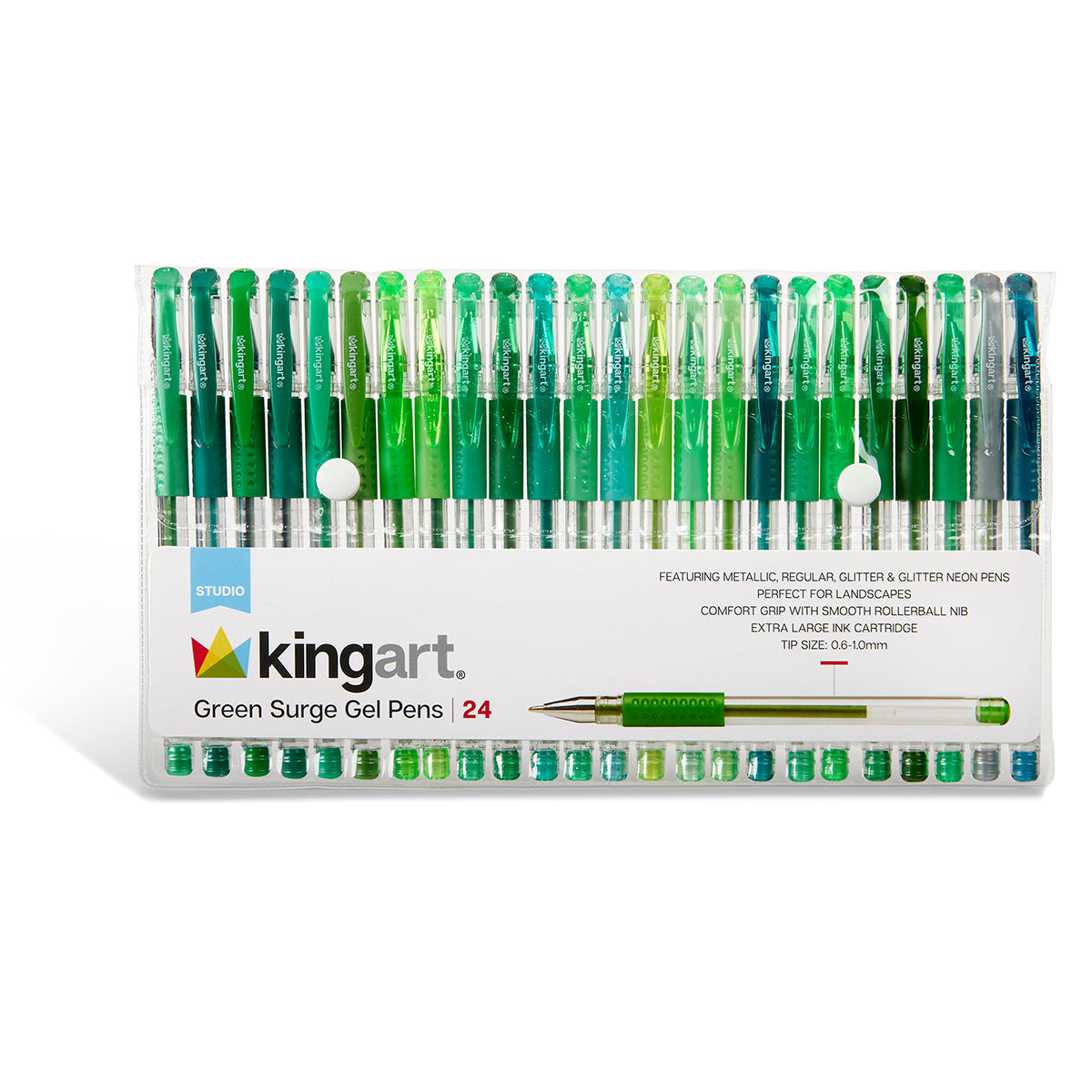 Gel Pens, Soft Grip, 24 Green Tone Colors from KINGART