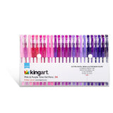 Gel Pens, Soft Grip, 24 Pink & Purple Tone Colors from KINGART