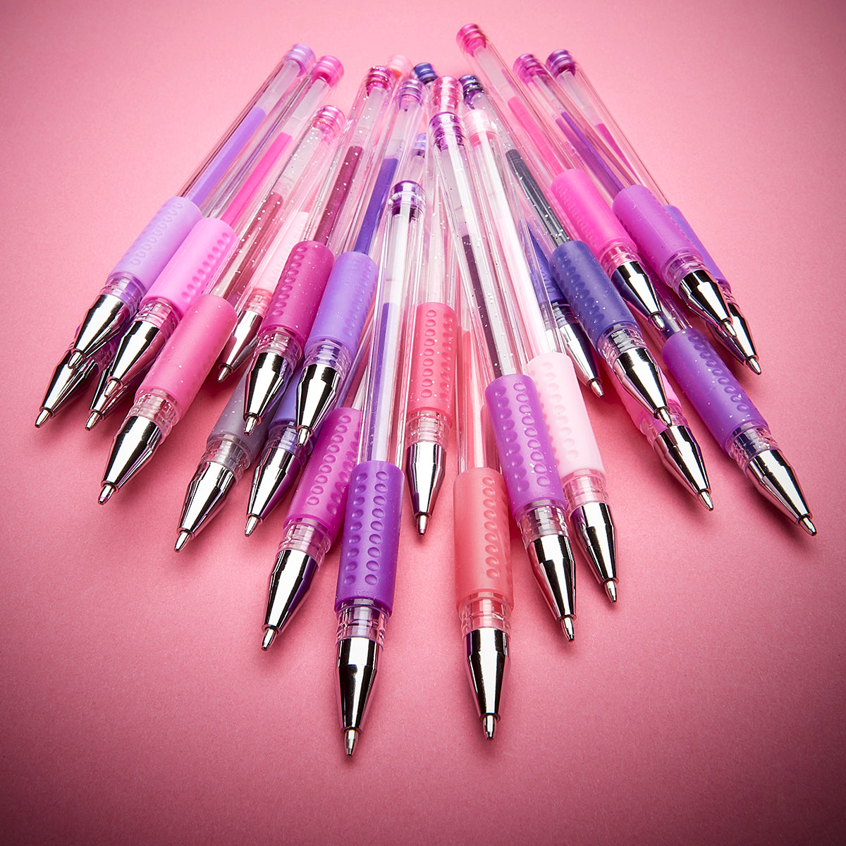 Gel Pens, Soft Grip, 24 Pink & Purple Tone Colors from KINGART