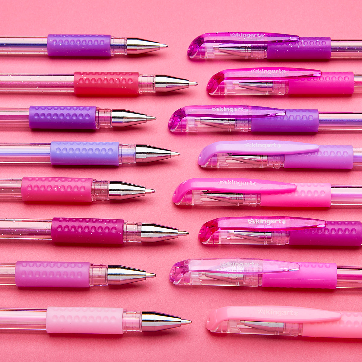 Gel Pens, Soft Grip, 24 Pink & Purple Tone Colors from KINGART