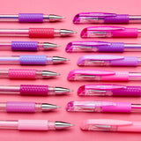 Gel Pens, Soft Grip, 24 Pink & Purple Tone Colors from KINGART