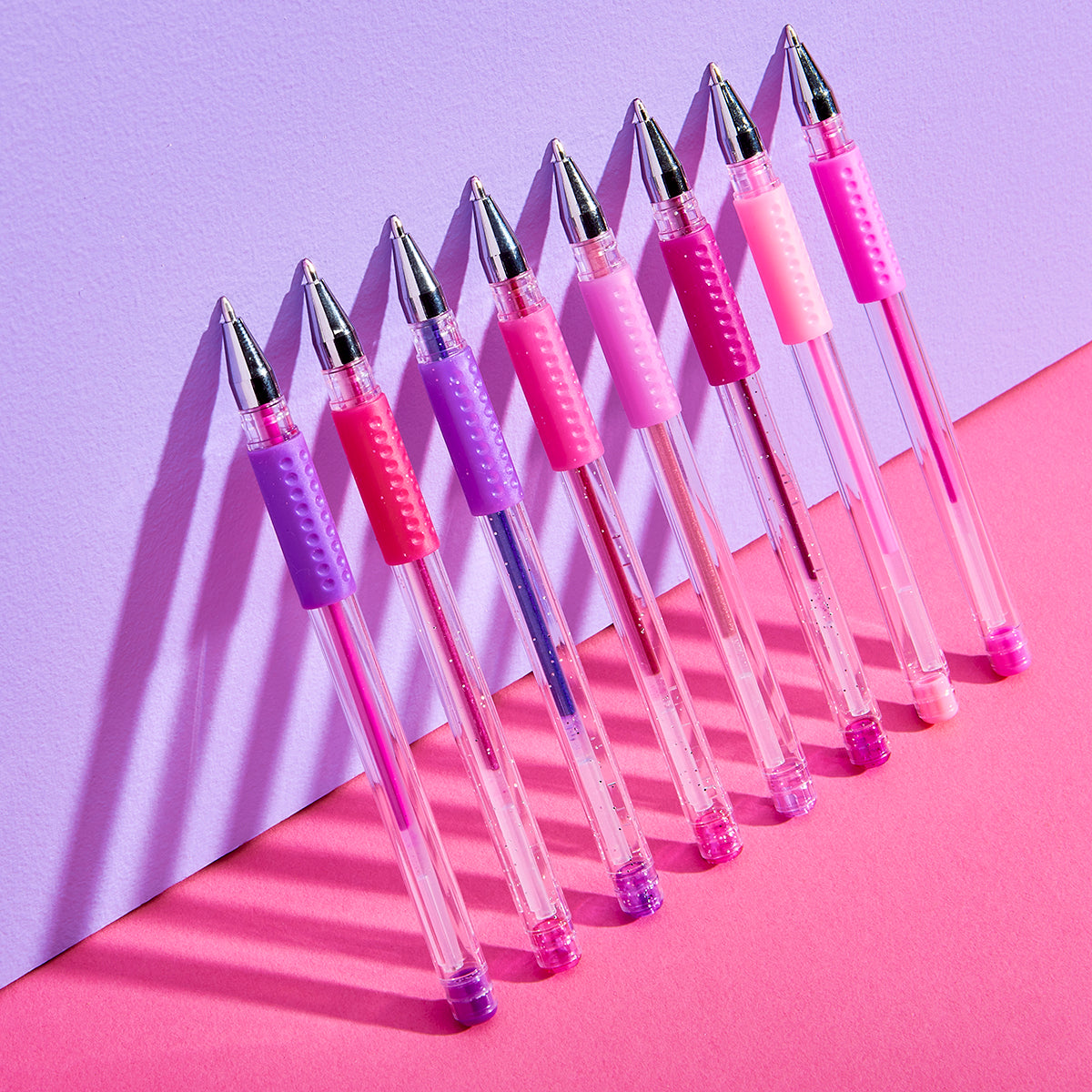 Gel Pens, Soft Grip, 24 Pink & Purple Tone Colors from KINGART