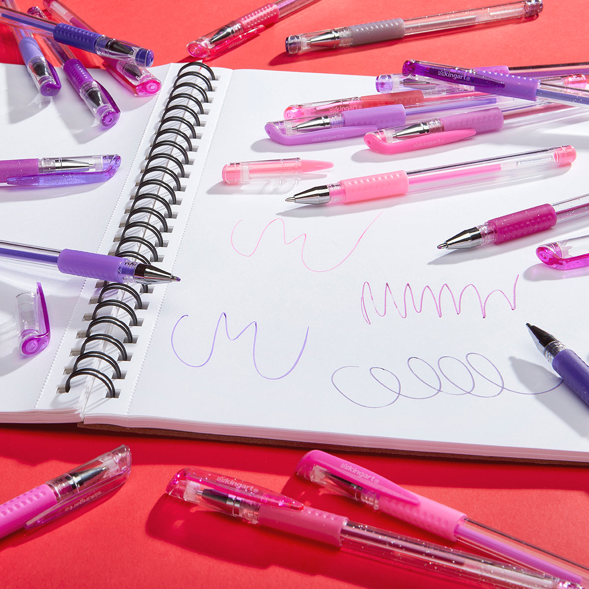 Gel Pens, Soft Grip, 24 Pink & Purple Tone Colors from KINGART