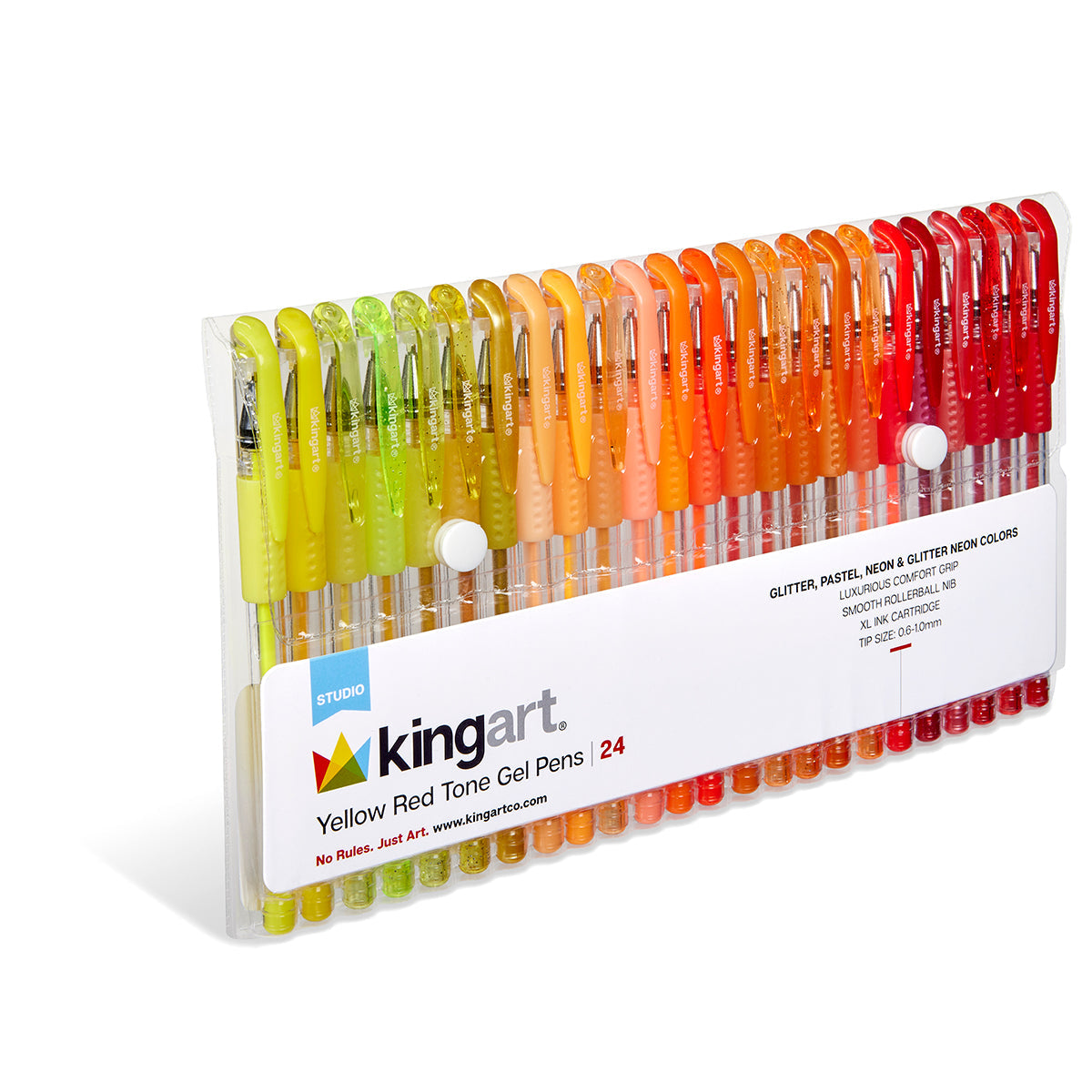 Gel Pens, Soft Grip, 24 Yellow & Red Tone Colors from KINGART