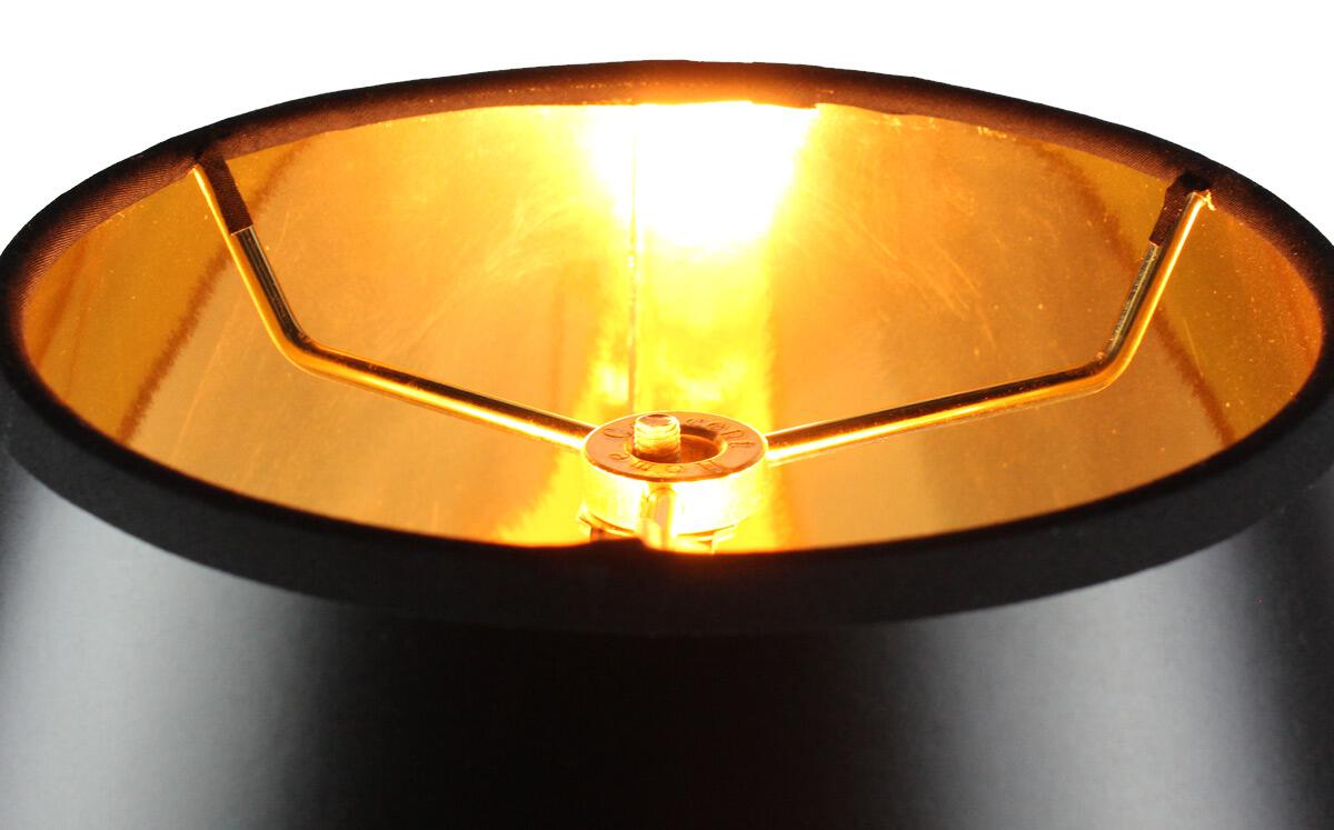 Bold Black with True Gold Lining Hard Back 14"W x 11"H Empire Lampshade From LampsUSA