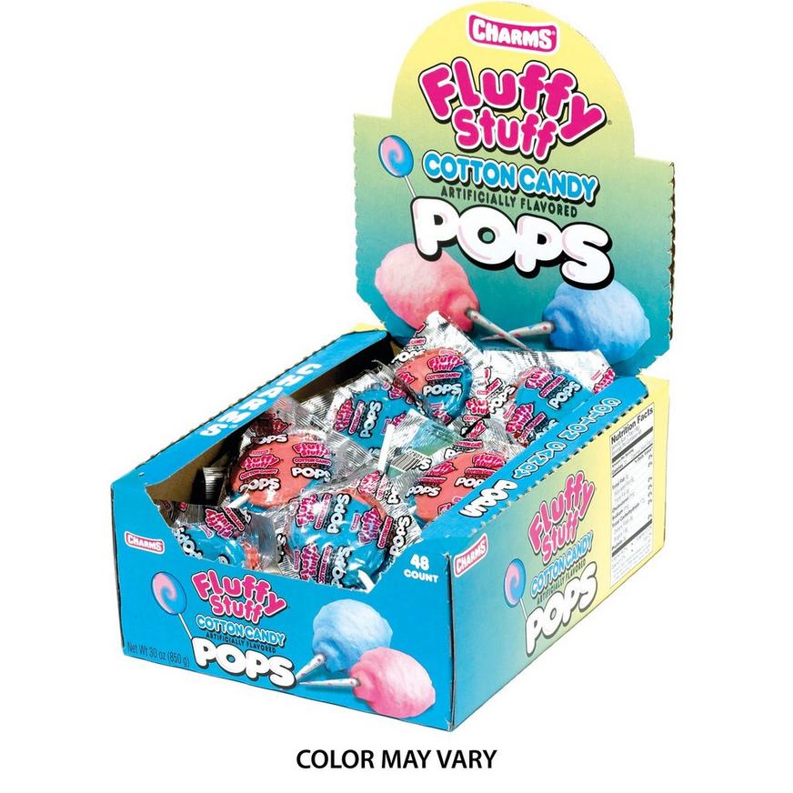 Charms Cotton Candy Fluffy Stuff Lollipops (18g)(48ct) from PETEZ POP WHOLESALE